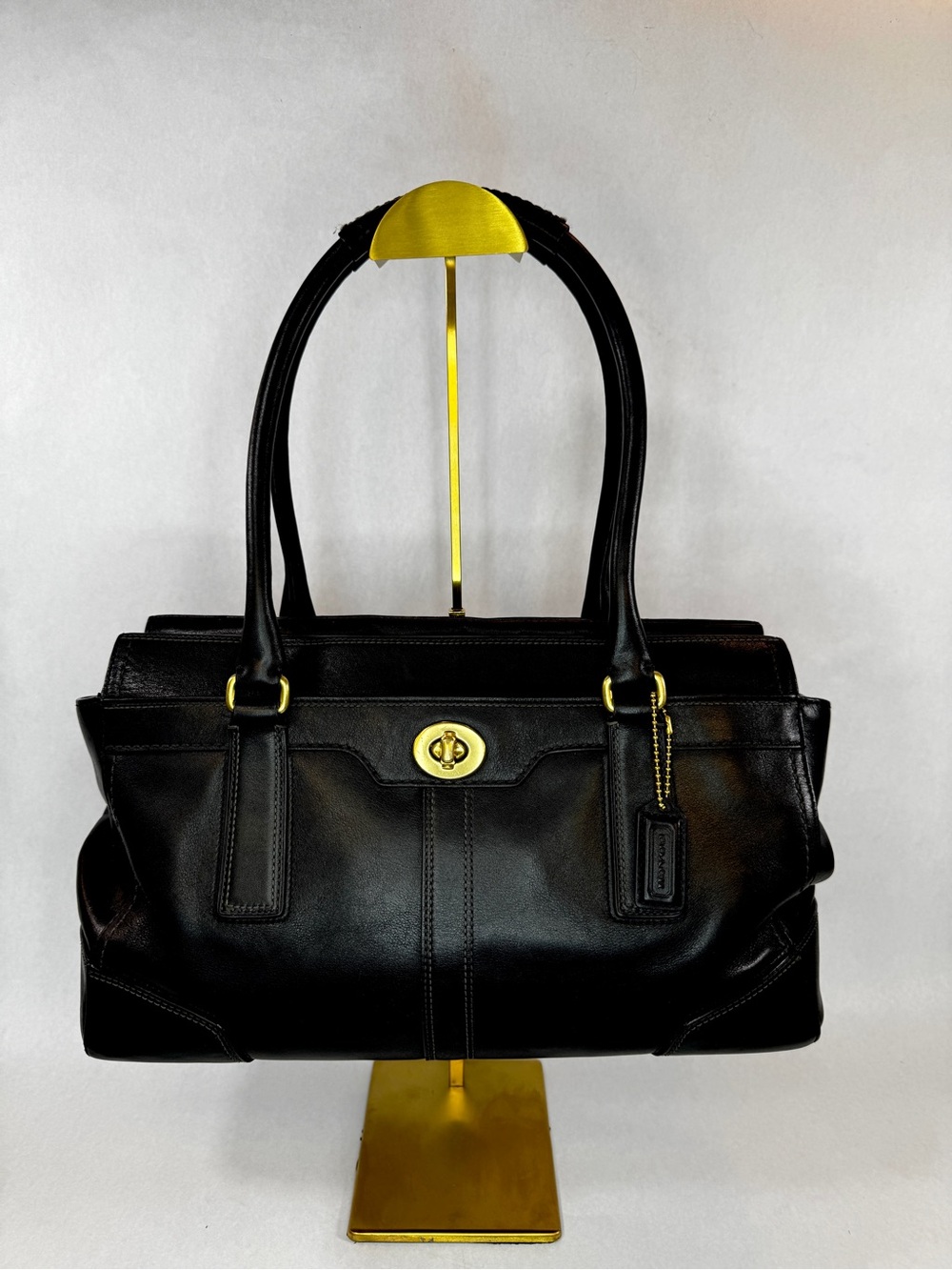 Coach Legacy Black Leather Turnlock Tote Shoulder Bag Style 11040